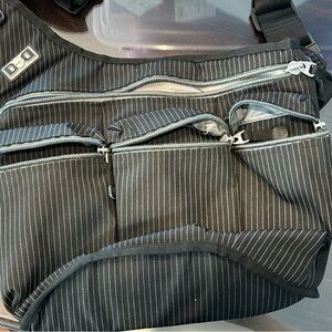 Diaper Dude Diaper Bag Messenger style black / white stripes